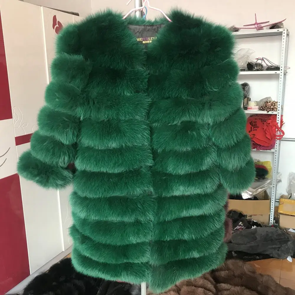 green Натуральный Лисий мех пальто женский природный натуральный мех куртки жилет Зимняя верхняя одежда женская одежда - Цвет: green