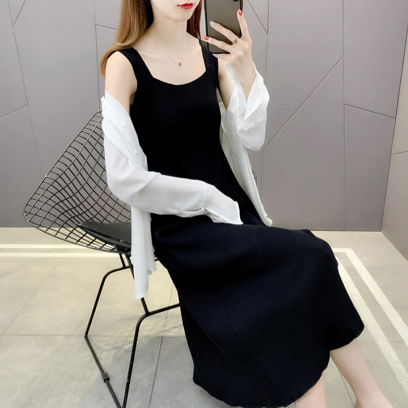 

19905 реальная съемка однотонные ледяная Конопля длинные Платье на лямках 38