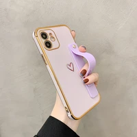for iphone 13 12 pro max case luxury plating wrist band case for iphone 11 pro max 8 7 plus xr x xs phone cover shockproof coque