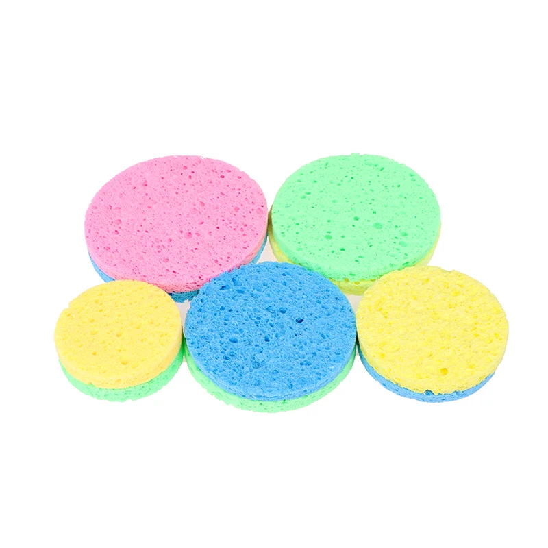 

5pcs Natural Wood Pulp Sponge Cellulose Compress Cosmetic Puff Facial Washing Sponge Face Care Cleansing Makeup Remover Tools