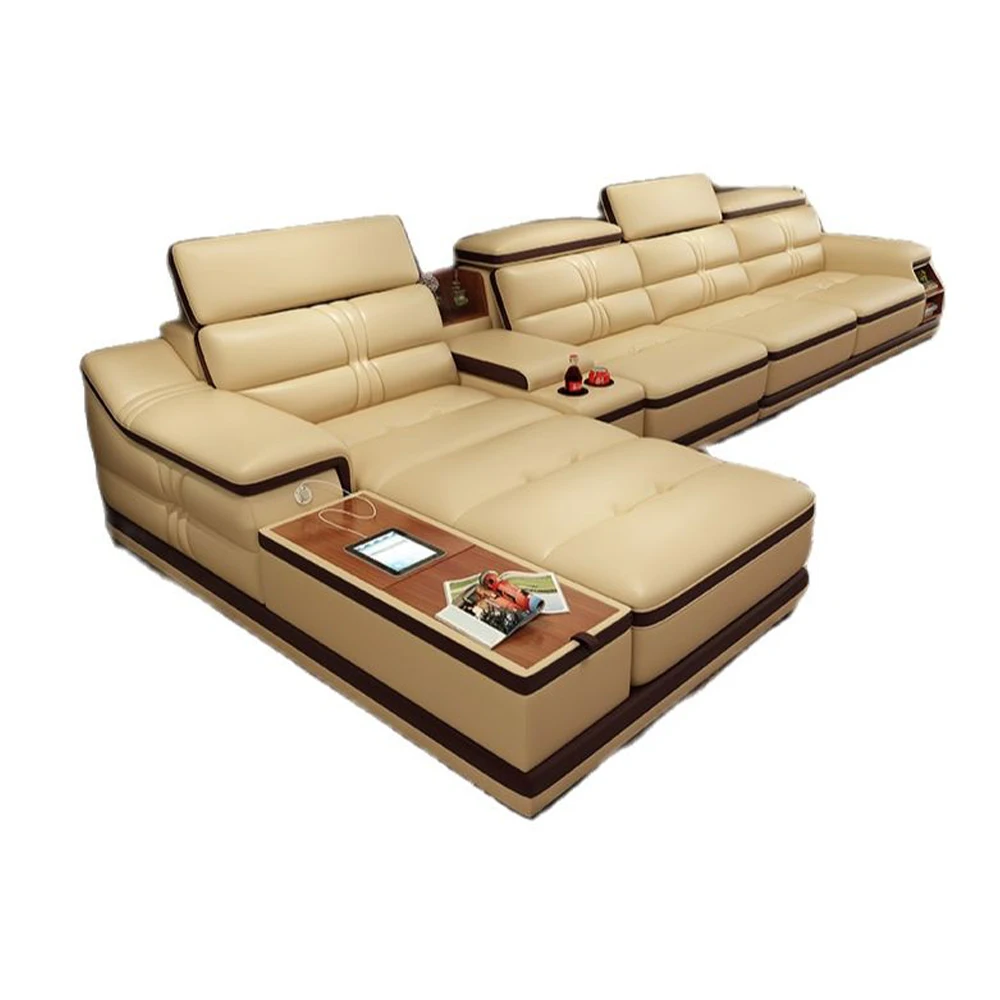 

Living Room Sofa corner sofa real genuine leather sofas with storage USB for iphone minimalist muebles de sala moveis para casa