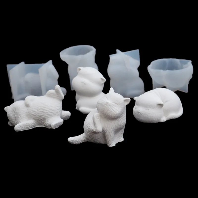 Кристальная эпоксидная DIY силиконовая форма кукла трехмерная кошка гипсовая