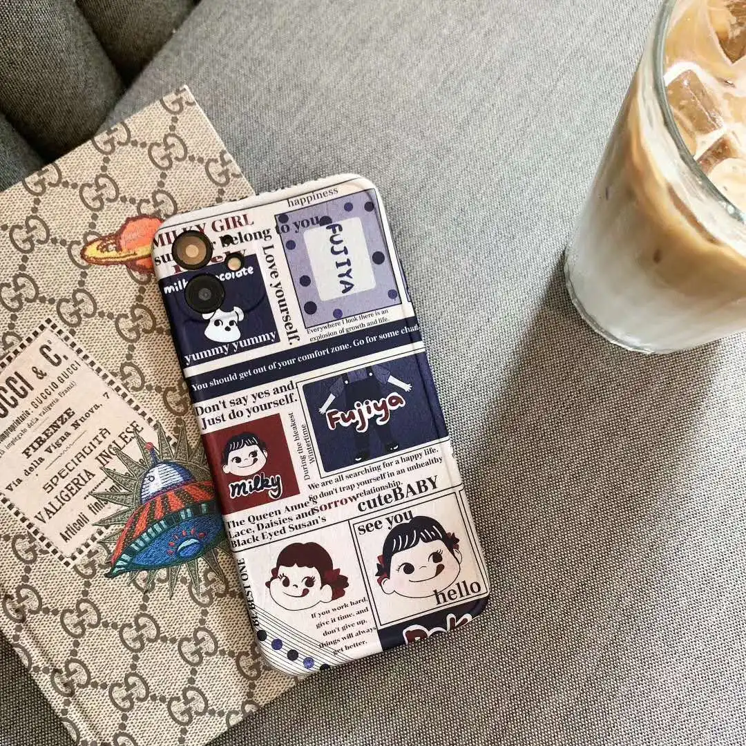 Retro Japan Cartoon Peko Milky Girl Poster Style phone Case For iPhone XS MAX XR 7 8 Plus 11 Pro Max Soft back cover | Мобильные