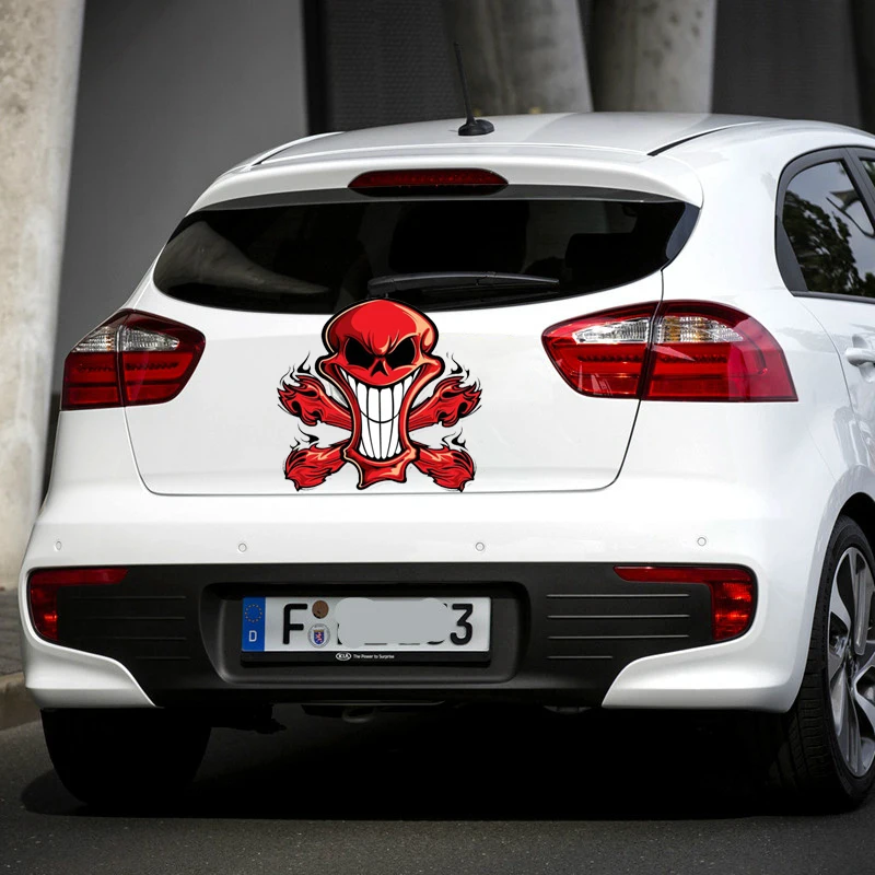 Горячие наклейки для автомобилей с изображением убийственного черепа и огня, аксессуары для мотоциклов, виниловые наклейки JDM для бампера, заднего стекла, водонепроницаемые.