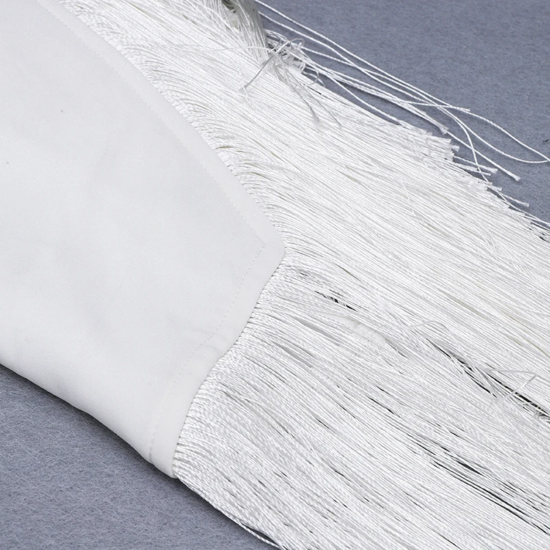 Max Spri Новое сексуальное бандо без бретелек Ruched wrap Fringe белое платье женская одежда Подиум мини платье