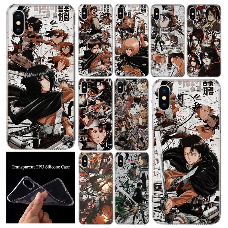 Hot Attack on Titan Manga Phone Case Cover For Apple iphone 12 Mini 11 Pro XR X XS Max 7 8 6 6S Plus + 7G 6G 5 SE Pattern Coque