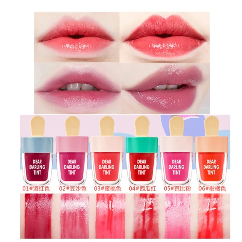 

6 Colors Ice Cream Lip Tint Makeup Korean Style Red Liquid Matte Lipstick Pigment Nude Lasting Moisturizer Lipgloss Cosmetics