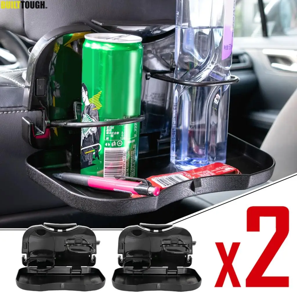 

2pcs Car Seat Back Cup Drink Holder Cup Rack Beverage Mount Stand Holder Drink Bottle Stand Container Folding Dining Table Tray