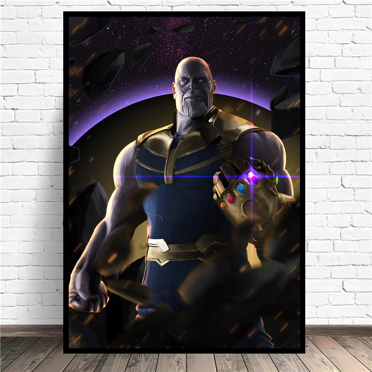 

Classic Movie Character Thanos Poster Black Canvas Painting Scanvian House Frameless Wall Decor