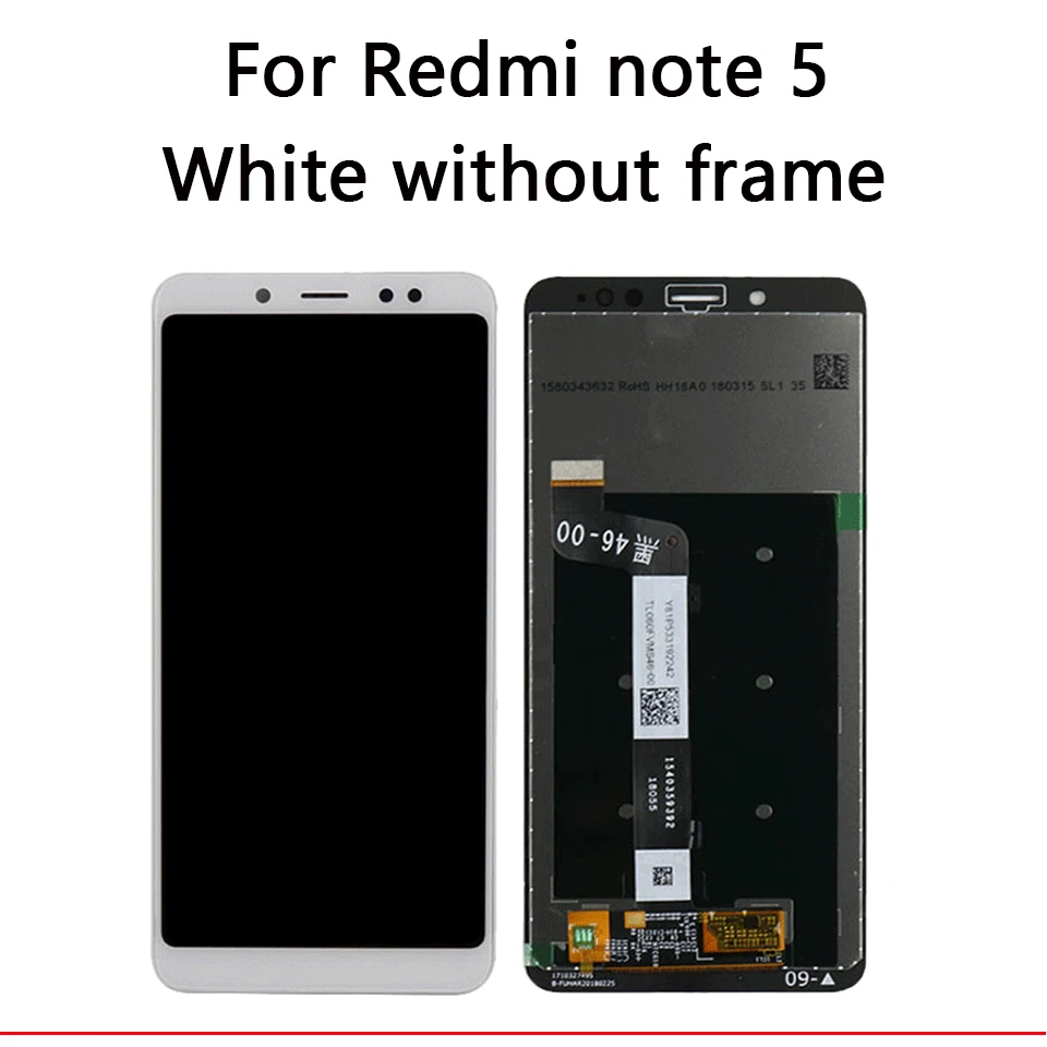 White without frame Дисплей 5,9" pantalla xiaomi redmi note 5 для мобильного телефона lcd s с рамкой note 5 pro lcd 10-Запасные части для сенсорного экрана - Цвет: White without frame