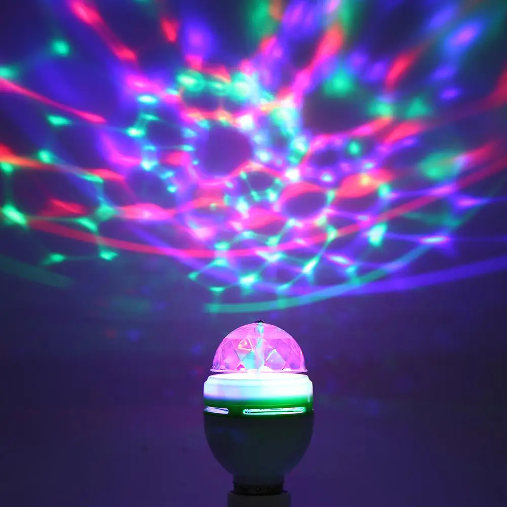

E27 3 Вт RGB светодиодный светильник лампочка Magic Цвет проектор с автоматическим вращением сценическое освещение вечеринки Декорации для дома...
