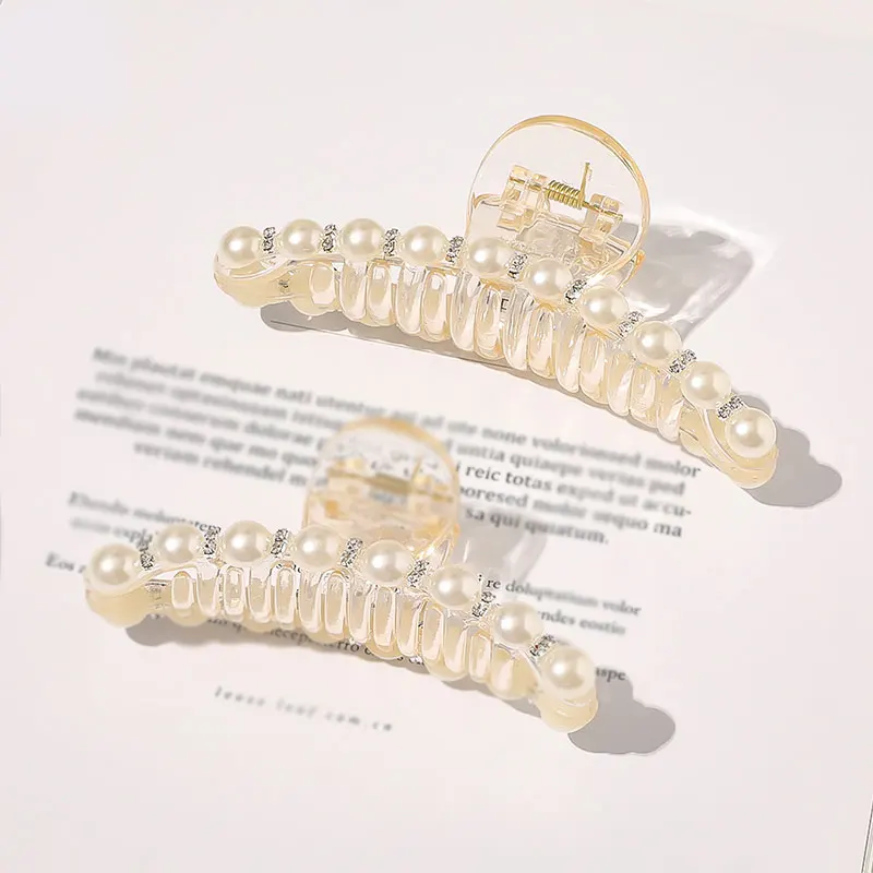 

2020 Fashion Pearl Black Hair Claws Ornaments Barrettes Hair Accessories Rhinestone Hair Clip Big Small Size Hairpins Hair Claws