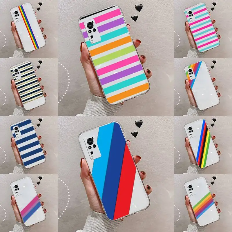 

Rainbow stripes simple Phone Case Transparent For VIVO S 9 7 6 IQOO NEO 7 5 3 Z3 Z1 X E pro Soft TPU Clear Mobile bags