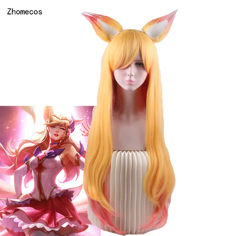 Zhomecos Игра LOL Magic Girl Ahri парики Косплей Костюм лиса с девятью хвостами парик