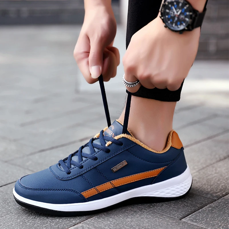 Leather Waterproof Men's And Women's Sports Shoes Trend Casual  Sports Running Walking Breathable Leisure Non-slip Sports Shoes