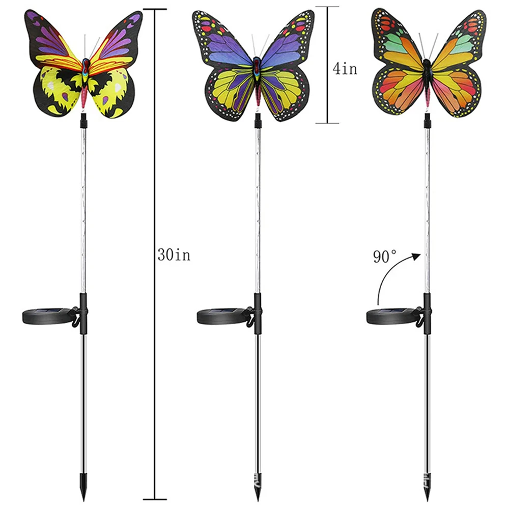 

3 Pack Butterfly Solar Garden Light Outdoor Solar Stake Light Multi-color Changing LED Garden Light For Patio Backyard Lawn Path