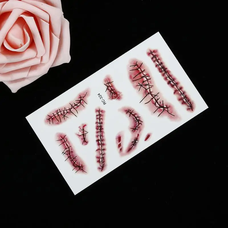 Stitched Wound Scary Scars Temporary Tattoo Sticker Waterproof Instant Convenient For Halloween Decor New | Игрушки и хобби