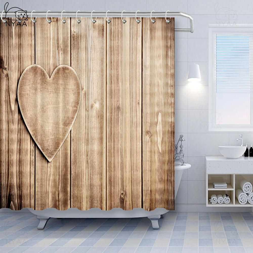 

NYAA Rustic Shower Curtain Old Rustic Barn Door Cottage Country Cabin Rural Mystic Entrance of Home Fabric Bath Curtains