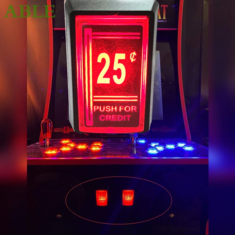 

1pcs 25 cents Credit button Rectangle 12V /5V LED Illuminated Arcade Coin Operated Game Push Buttons with Micro Switch
