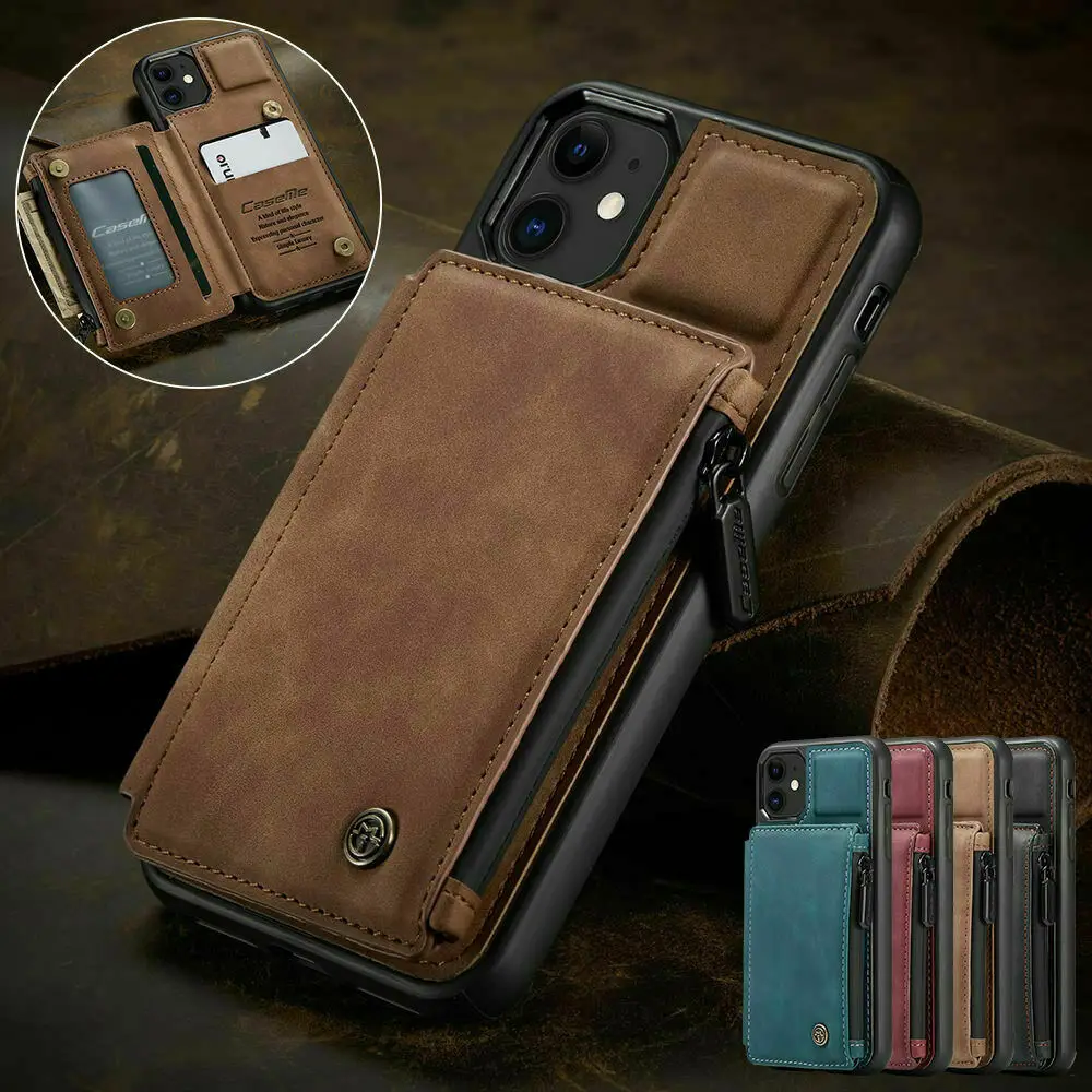 

Leather Wallet Case Card Holder Buckle Flip Cover For iPhone SE 7 8 XR 13 12 Pro