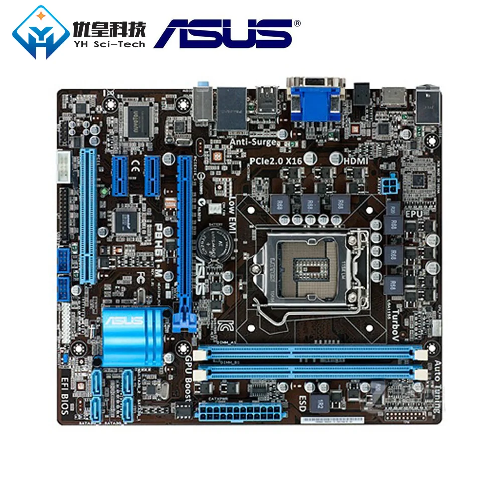 Оригинальная б/у настольная Материнская плата Intel H61 Asus P8H61 M разъем LGA 1155 Core