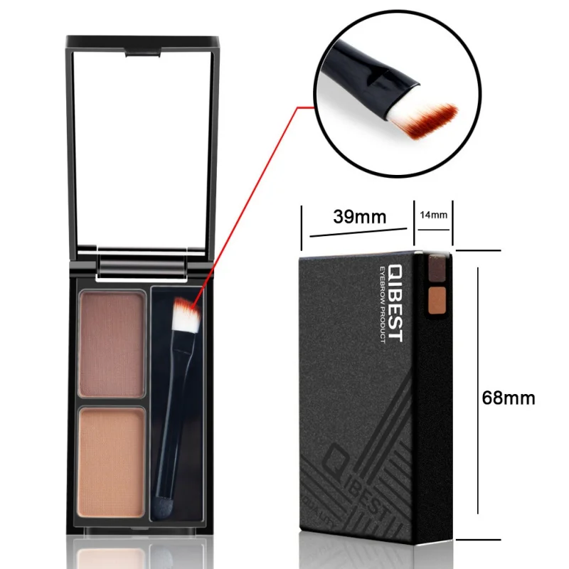 Коричневый черный два использования тени для бровей пудра макияжа крем с