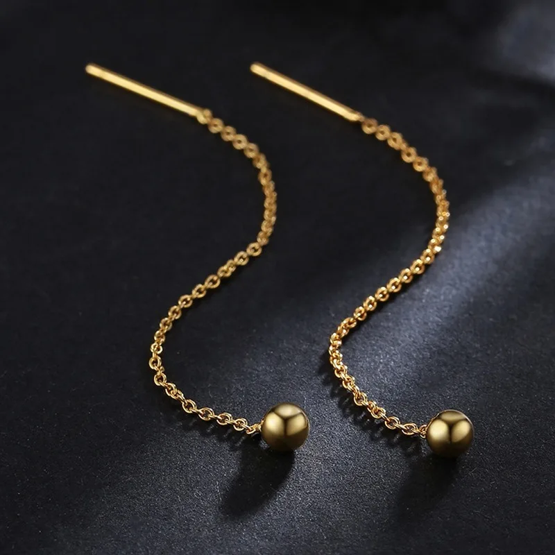 

Fashion golden Color Bead Long Tassel Sweet Drop Earrings Classic Sterling Silvery Dangle Earring For Women Jewelry