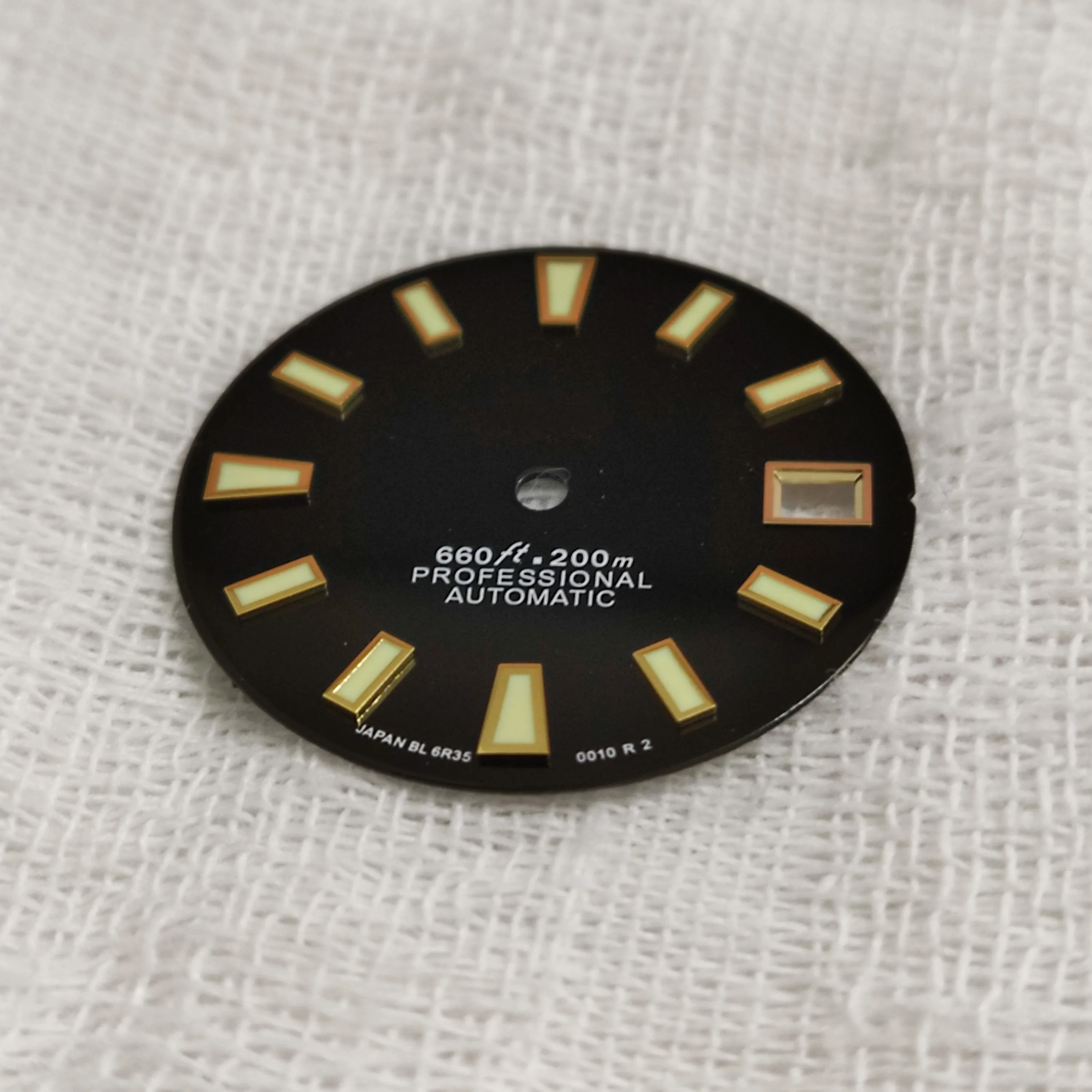 62mas dial black Strip nails silver gold for Skx007 / 009 Turtle Abalone NH35 MovemMechanical watch diving watch mod dial 28.5mm