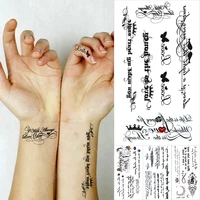couple bird crown waterproof temporary tattoo sticker black love text word letter body art arm wrist fake tatoo for women men