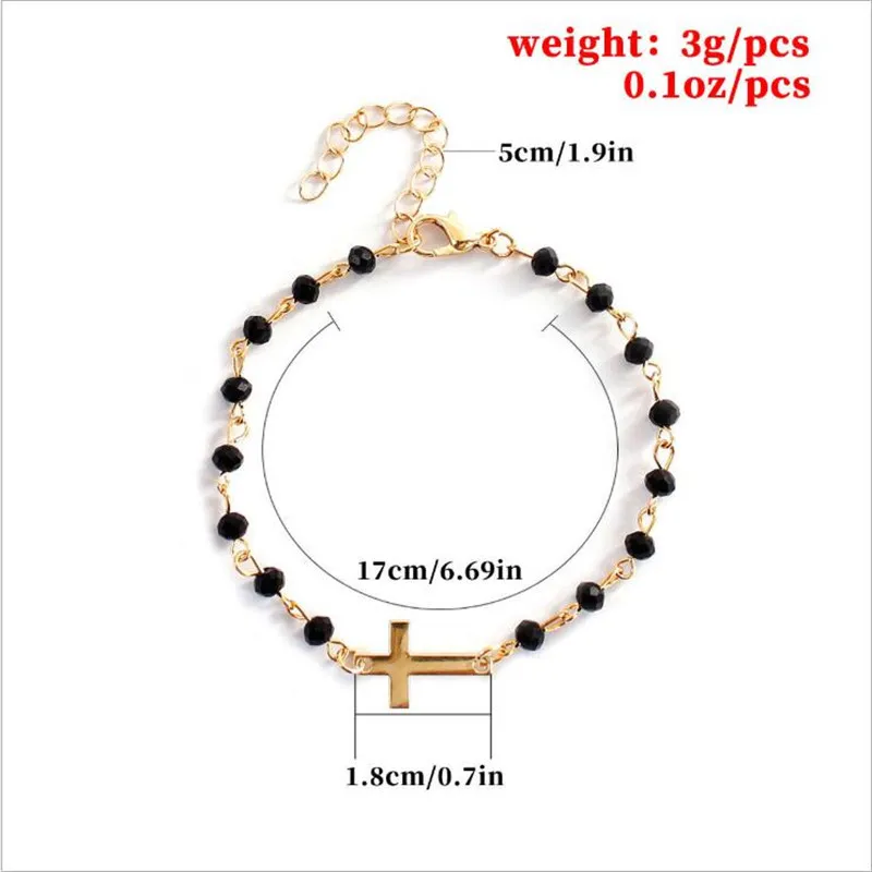 Женский браслет-цепочка с бусинами черный браслет золотого цвета из полимера