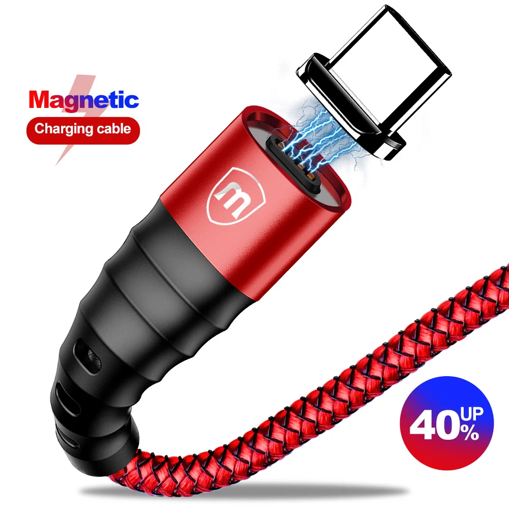 Red for Type C Marjay Магнитный зарядный кабель для iPhone 7 Тип C Быстрый зарядный кабель для передачи данных для samsung A60 Магнит Micro USB Зарядное устройство адаптер для Xiaomi - Цвет: Red for Type C
