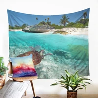 3d wall hangings household macrame panel sea turtle pattern tapestry aesthetic carpet on the wall for modern home dorm