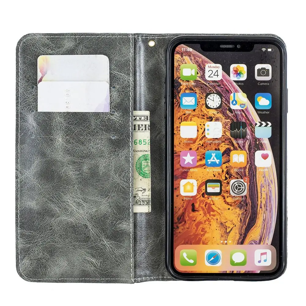 Для iPhone Xs Max Xr X SE 5 5S 8 7 6s 6 Plus 11 Pro кожаный чехол кошелек прочный магнитный складной