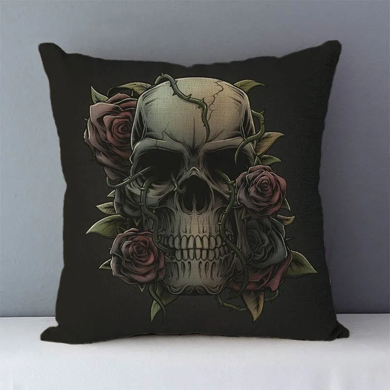 

Post-modern style couch cushion Skull printed home decorative pillows cotton linen square size 45x45cm seat cushions pillowcase