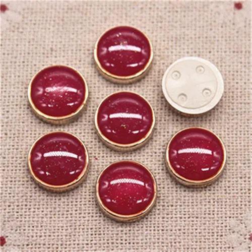dark red 30pcs 30 шт. 12 мм смешанные цвета блестящая смола золотой круг пластиковые круглые плоские кнопки домой фигурки для сада основы для заколок для волос скрапбукинга - Цвет: dark red 30pcs