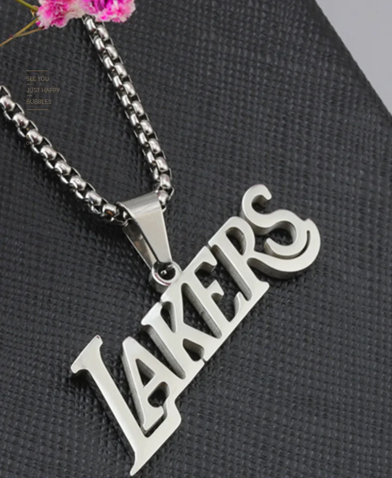 

Hip hop accessories letters Lakers logo titanium steel necklaces trend necklaces personality lovers pendant