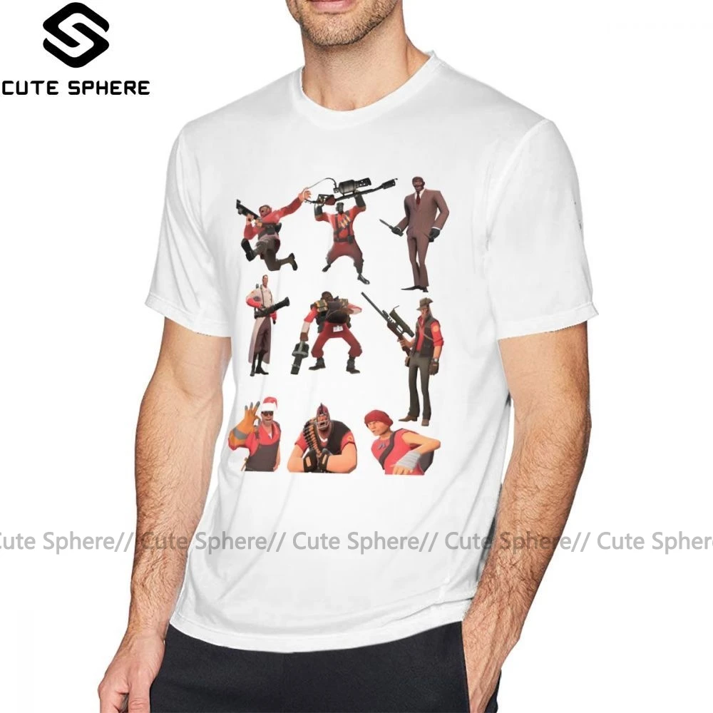 Team Fortress 2 футболка Team Fortress 2 все персонажи класса с логотипом TF2 Футболка Мужская хлопковая футболка с коротким рукавом