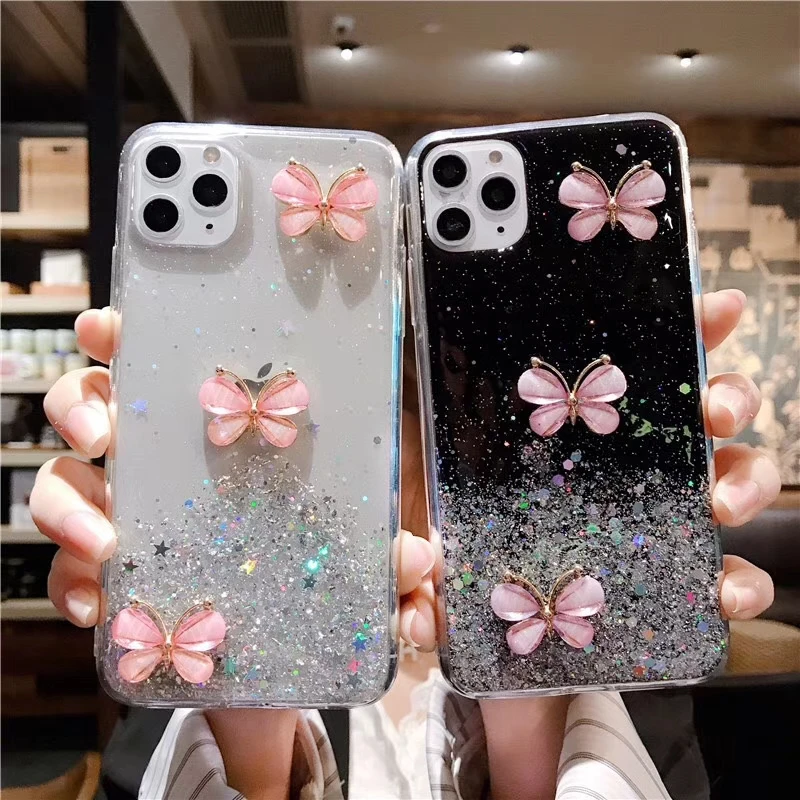 Роскошный Блестящий DIY чехол с кристаллами бабочками для Samsung Note20 S8 S9 S10 S20 Plus Note10 A70