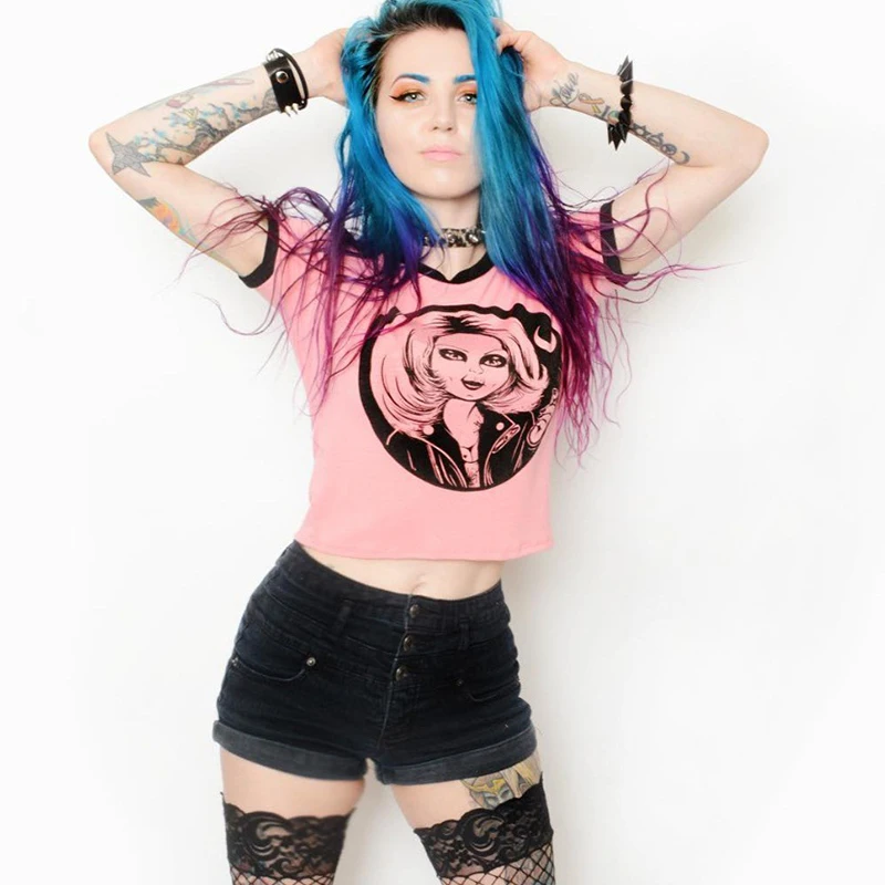 Женский укороченный топ InsGoth Готическая уличная одежда в стиле панк женские