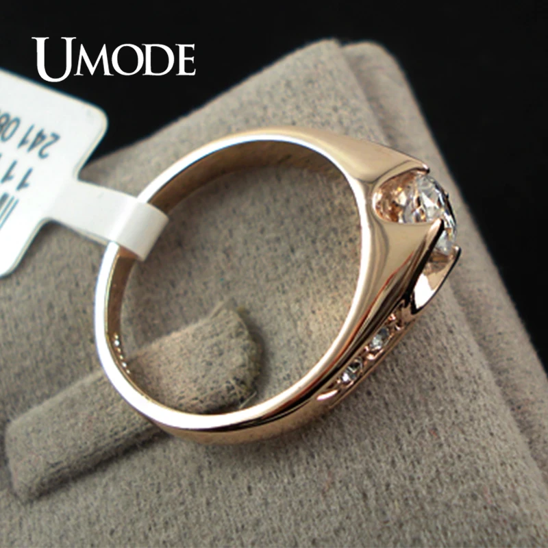 UMODE модное розовое золото цвет обручальные кольца для женщин обручальное кольцо с высшего класса AAA CZ Кристалл Прекрасный Bague Femme AJR0064