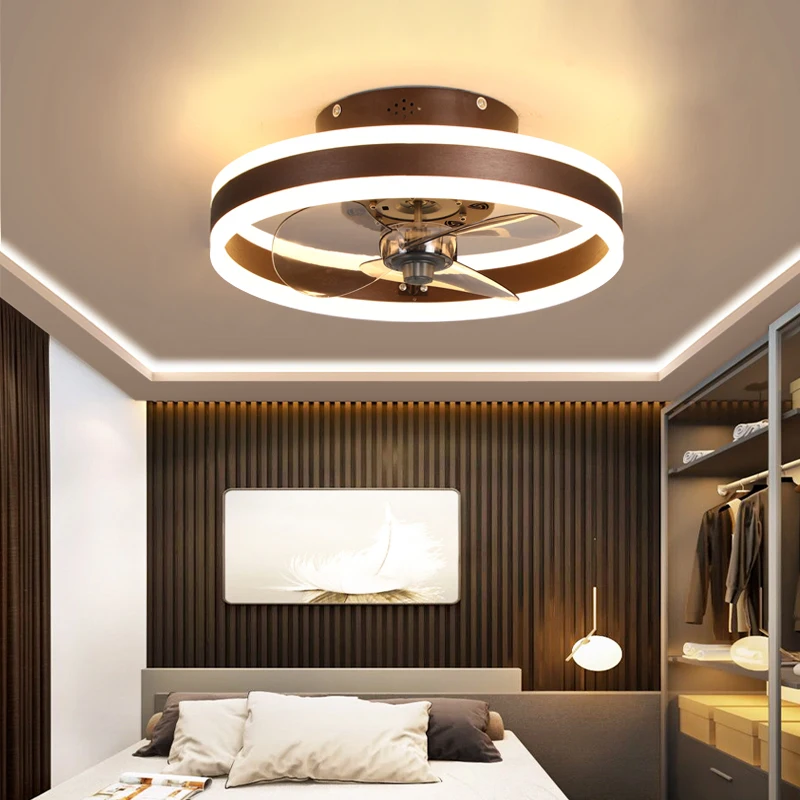 

Modern minimalist ceiling fan light crystal decorative LED remote control lighting bedroom fan lamp AC220V/110V