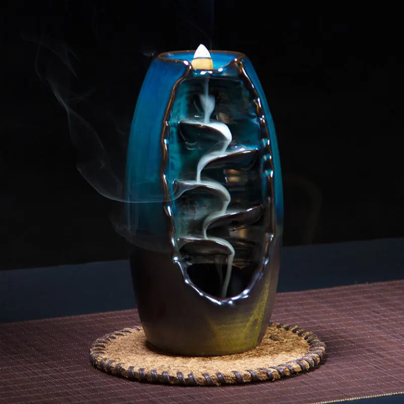 censer1 С 10 конусами, бесплатный подарок, ароматическая горелка для благовоний с обратным потоком, керамическая ароматическая печь для ароматерапии, для дома и офиса, ладан, держатель для благовоний - Цвет: censer1