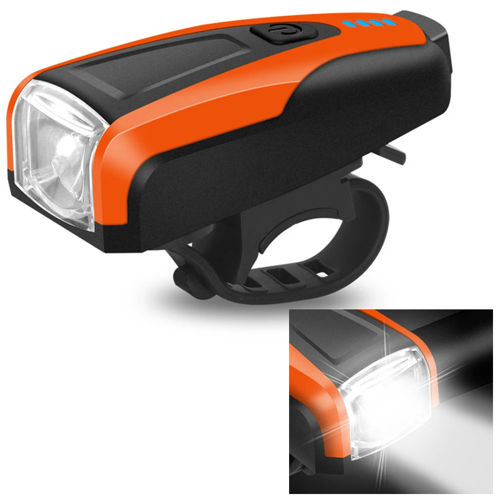 

Bicycle Head Lamp USB Rechargeable Night Cycling Light with Horn Safety Warning Light bike lamp for Camping Hiking Riding