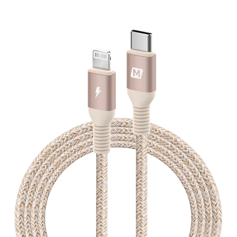Braided Gold MFI сертифицированный usb c на lightning зарядный кабель для iPhone xs xr 8 7 6s plus apple ipad быстрое зарядное устройство pd кабель короткий 2 м - Цвет: Braided Gold