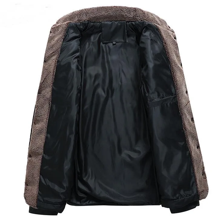 Jacket Male Padded Overcoat Mens Leather Jackets Outerwear Winter Jacket Men Warm Velvet Thick Cotton-Padded Parkas