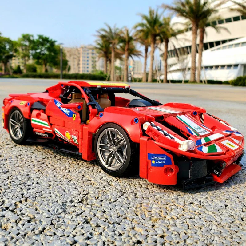 

1247pcs technic blocks Red famous sports car city speed champions model Building Blocks toy Boy birthday present