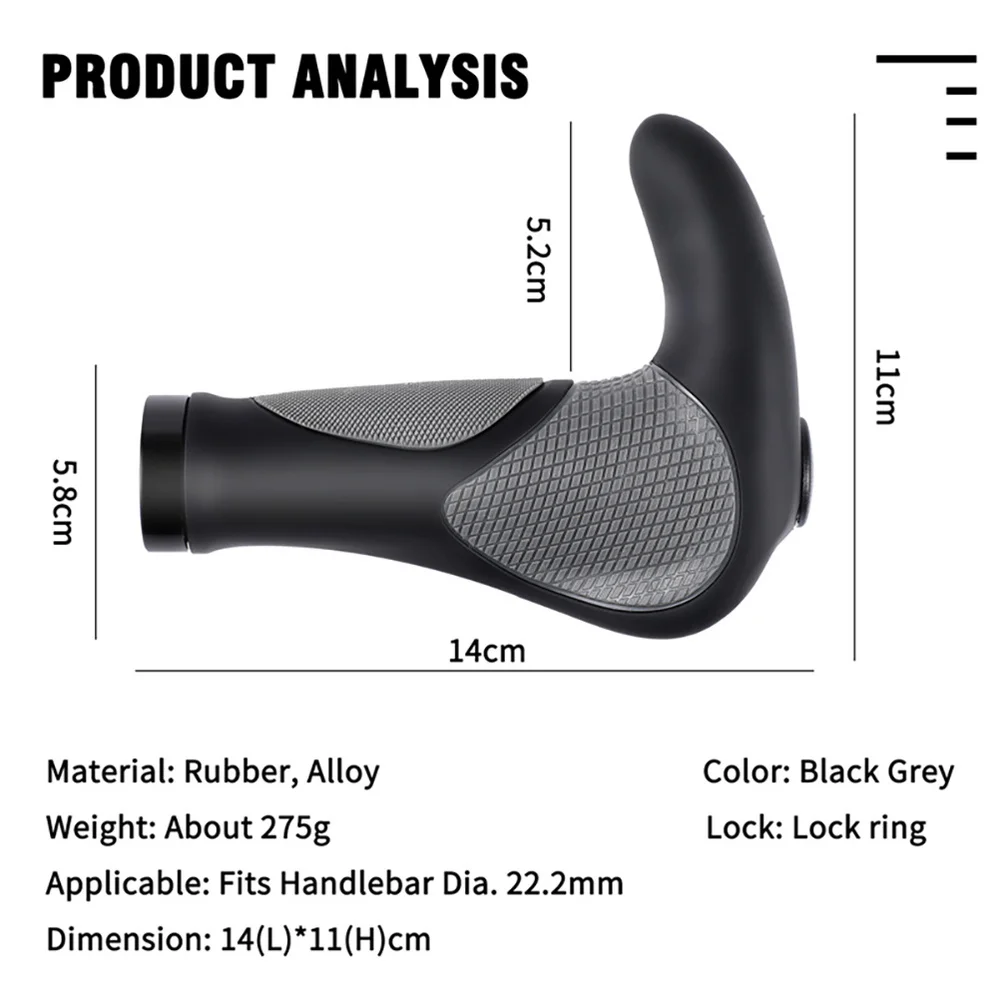 

1 Pair Non-Slip Rubber Mountain Bike Grips Lock on Bike Handlebar Cover Sleeve