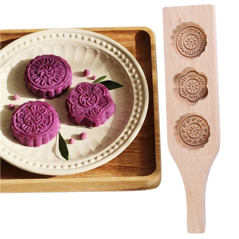 Форма цветка MoonCake прессформа деревянная ручная форма выпечки для маффина Mooncake
