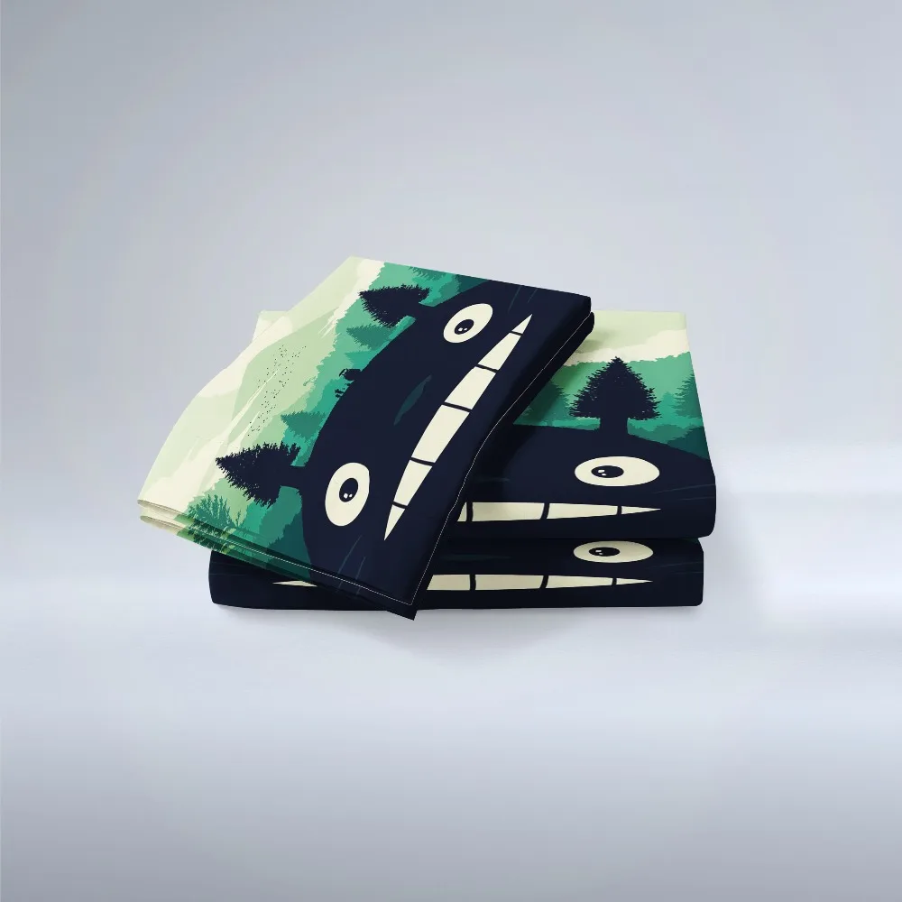 

Anime Totoro Duvet Cover Set 3D Printed Smile Face in Green/Black Forst Bedding Set 2/3Pcs with Pillowcase for Kids Boy Teens