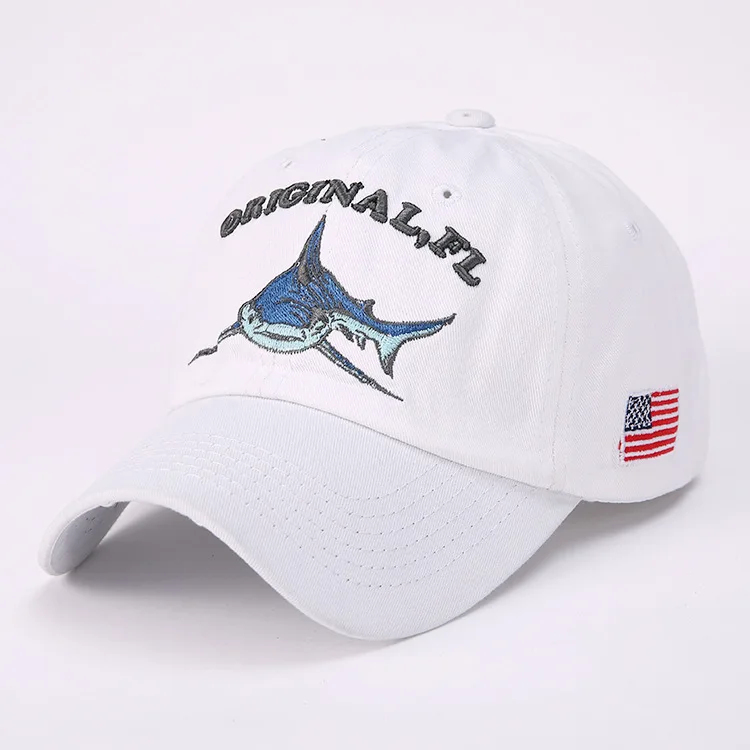 

2020 Real Dad Hat Hot Style Baseball Cap Hat Popular Cartoon Water Embroidered Sharks Europe And The Men's